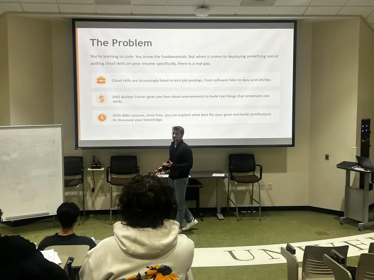 Presenting AWS cloud learning resources to students in a classroom